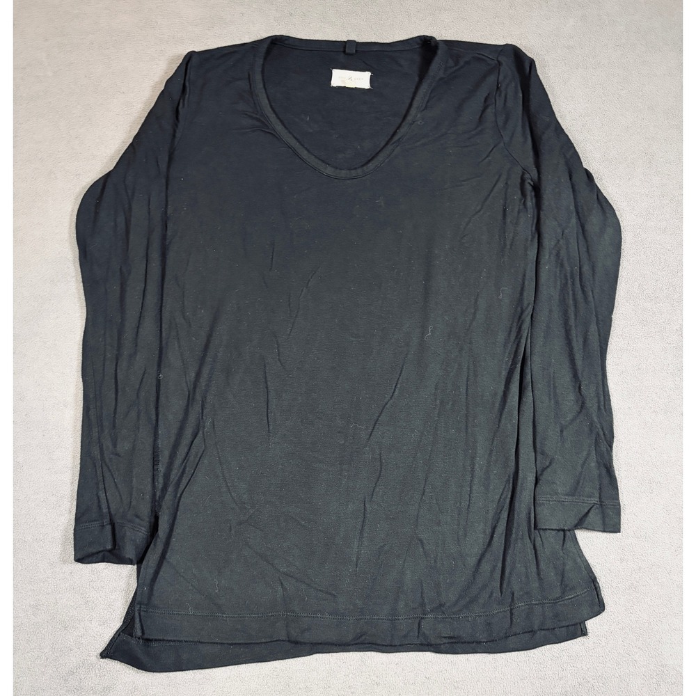 Lou & Grey Tunic Top Womens XS Black Long Sleeve V-Neck Rayon Spandex